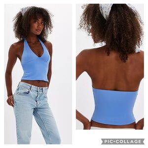 Free People Intimately Blue Halter Neck Women's Top